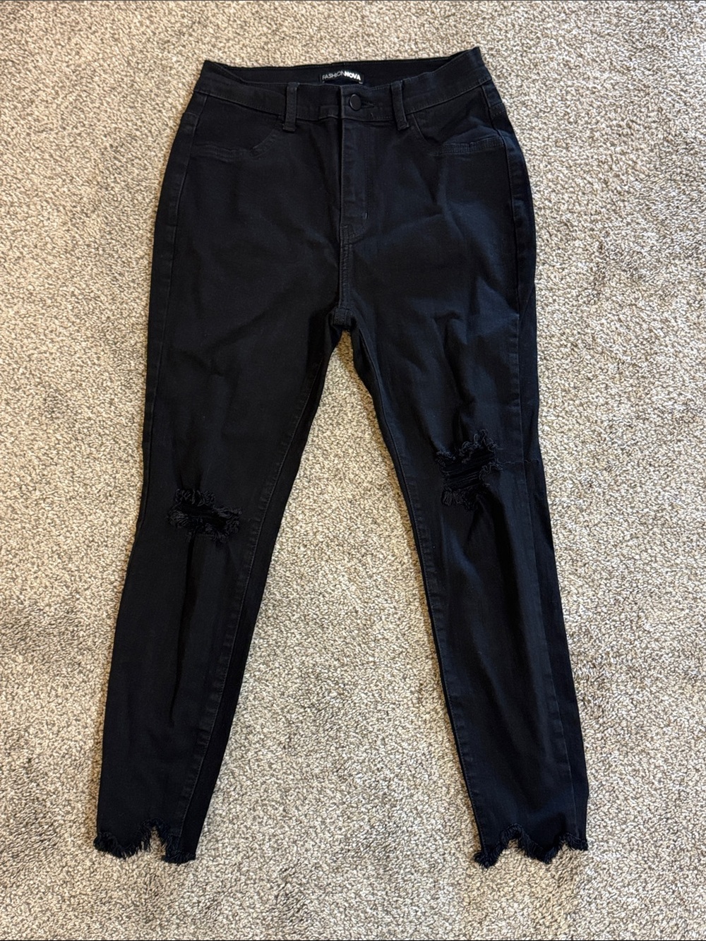 Fashion Nova Women's Black Skinny Ripped High-Rise Jeans